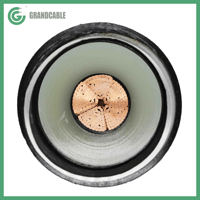 132kV single core 1200sqmm copper conductor, XLPE insulated, corrugated Al sheathed & MDPE outer sheathed cable