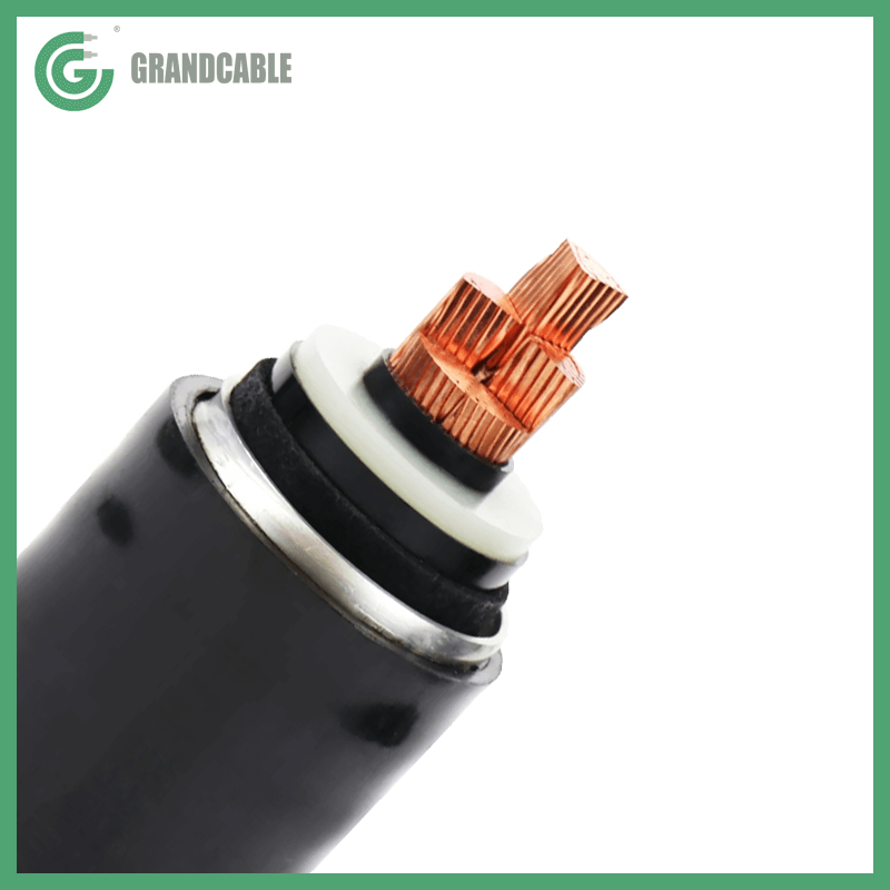 132kV single core 1200sqmm copper conductor, XLPE insulated, corrugated Al sheathed & MDPE outer sheathed cable